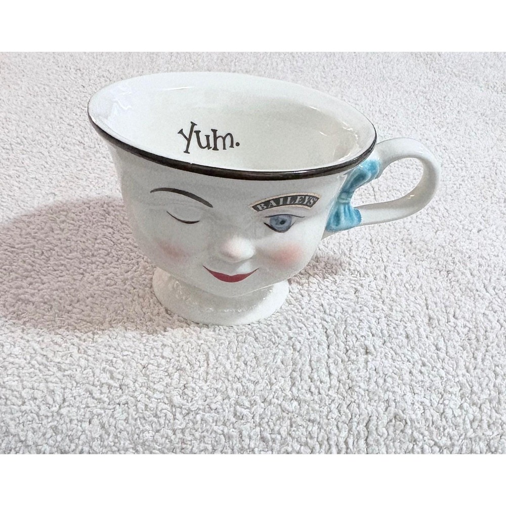 Baileys Irish Cream Winking Face Mug Vintage Yum Blue Lady Ceramic‎ Cup 1996